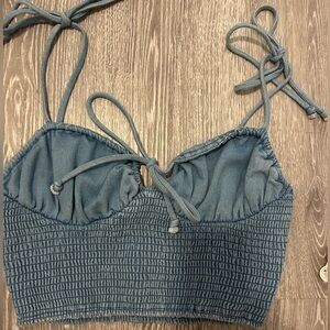 Denim Tie Crop Top